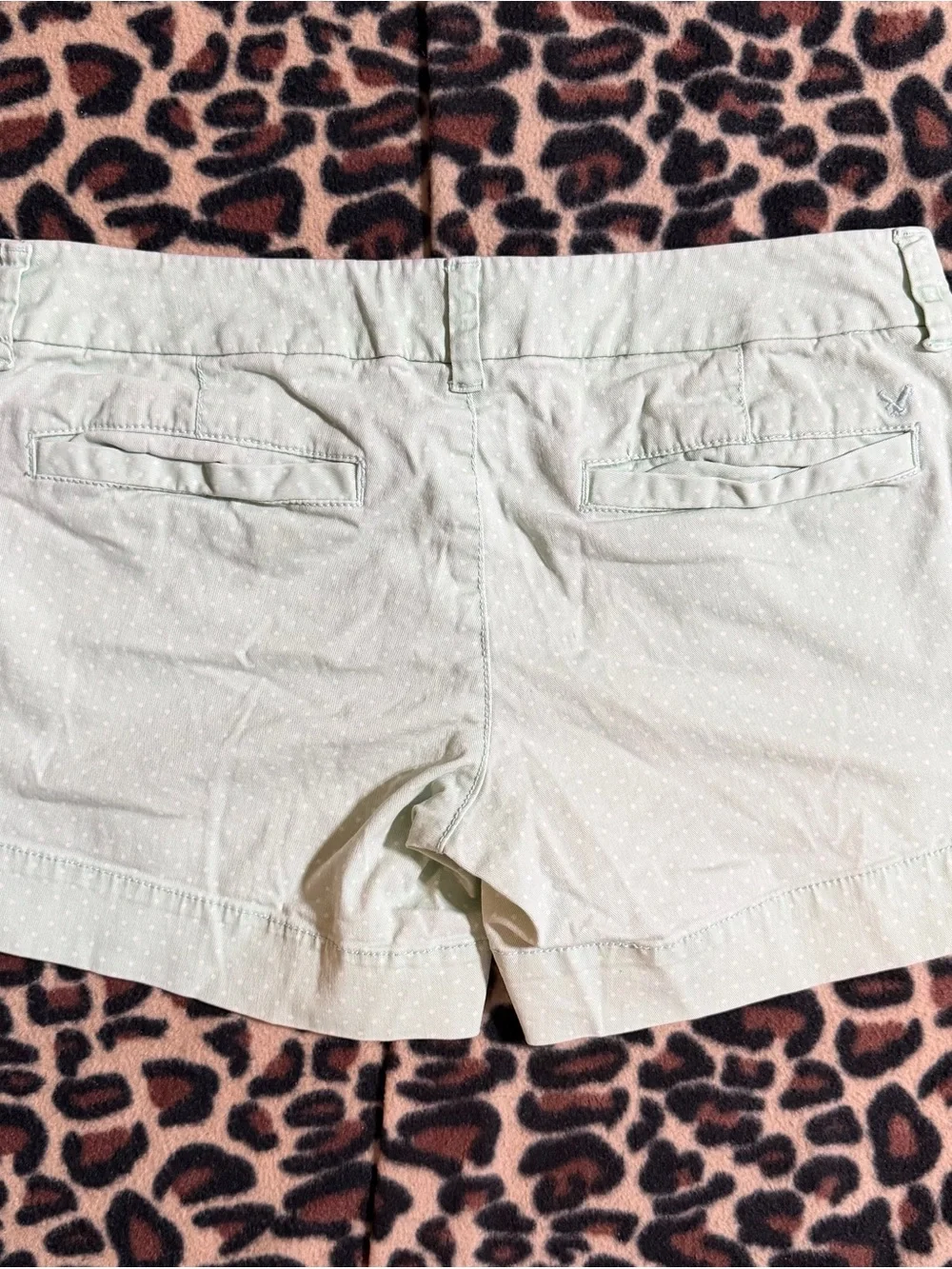 2000s vintage style American Eagle whimsical green polka dot low rise shorts